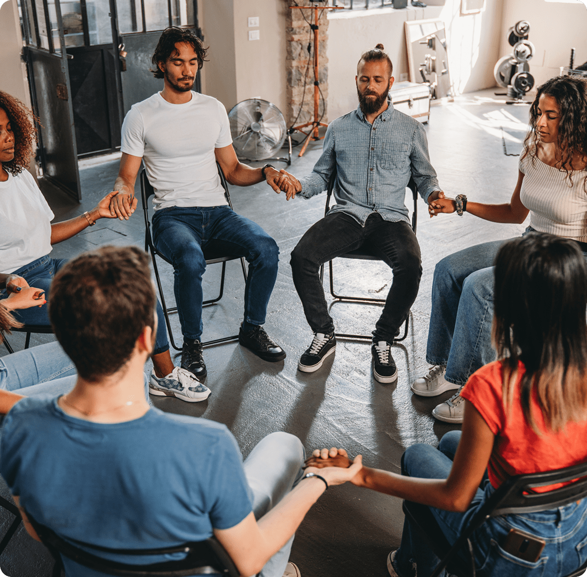 Diverse group in seated circle